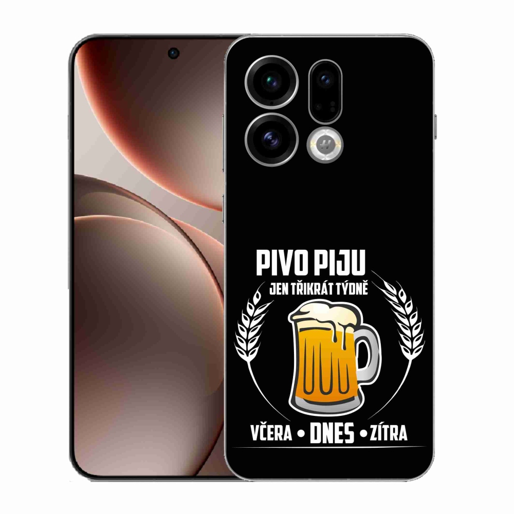 Gelový kryt mmCase na Oppo Find X9 - pivní motiv černé pozadí