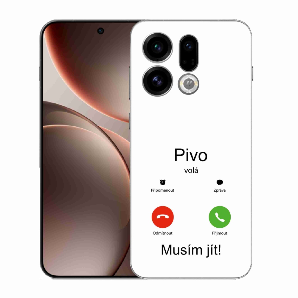 Gelový kryt mmCase na Oppo Find X9 - pivo volá bílé pozadí