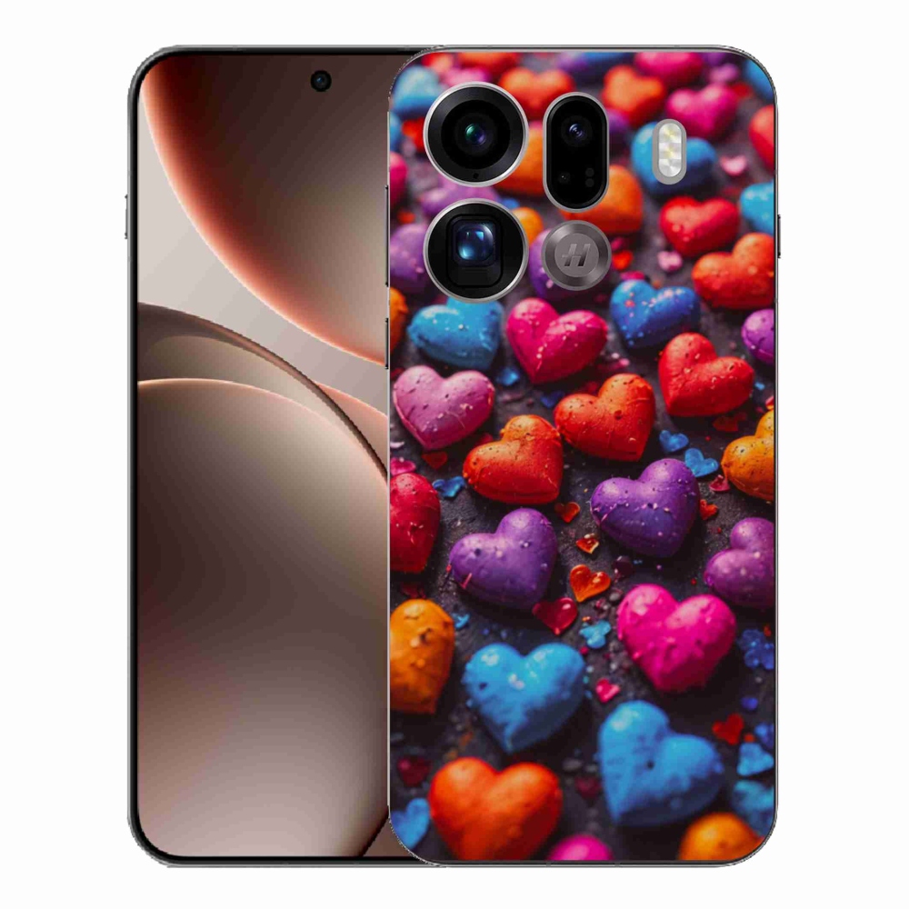 Gelový kryt mmCase na Oppo Find X9 Pro - barevná srdce