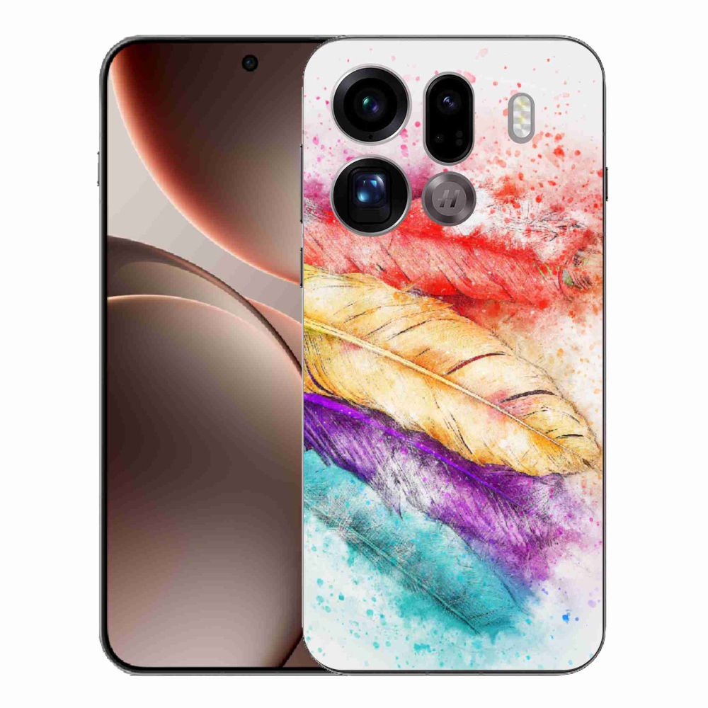 Gelový kryt mmCase na Oppo Find X9 Pro - barevné peří
