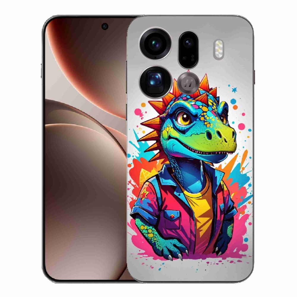 Gelový kryt mmCase na Oppo Find X9 Pro - barevný dinosaurus
