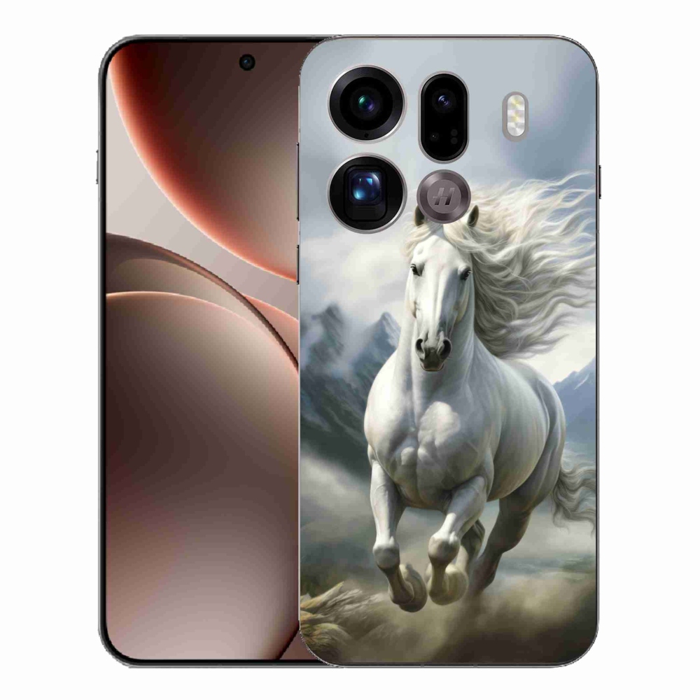 Gelový kryt mmCase na Oppo Find X9 Pro - běžící bílý kůň 3
