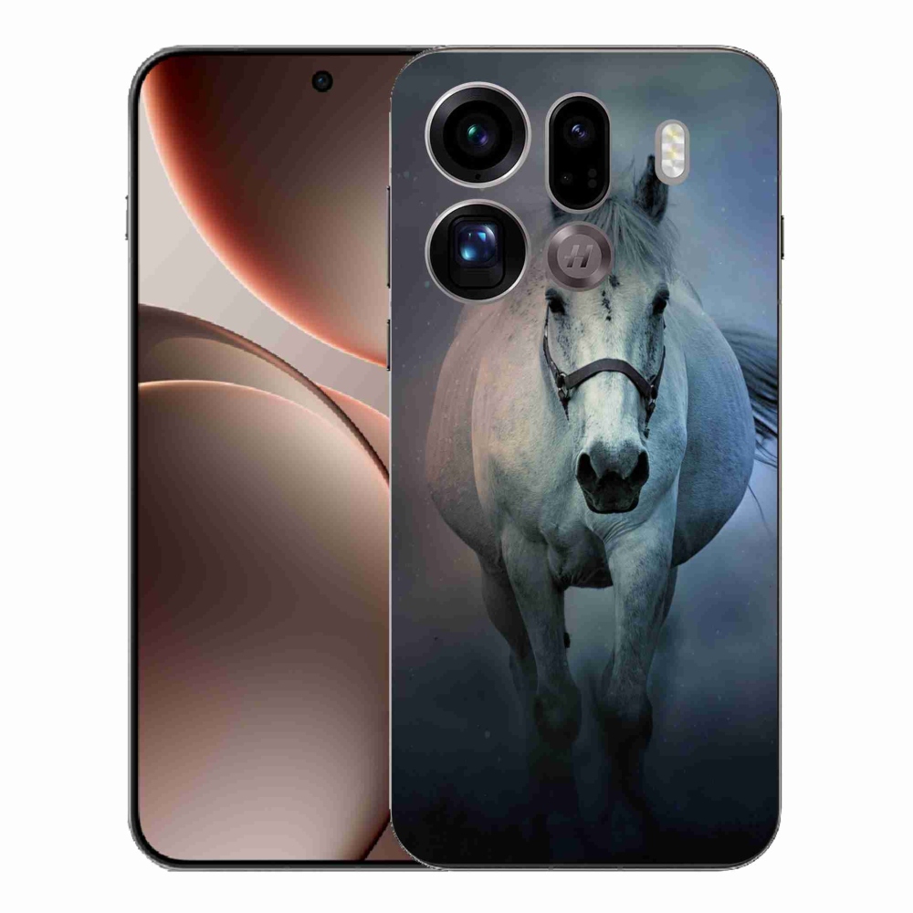 Gelový kryt mmCase na Oppo Find X9 Pro - běžící bílý kůň