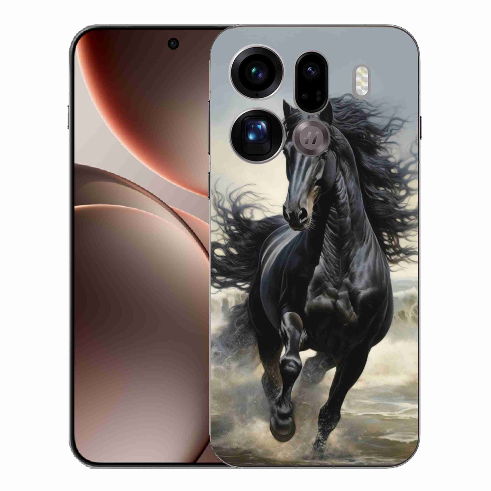 Gelový kryt mmCase na Oppo Find X9 Pro - běžící černý kůň