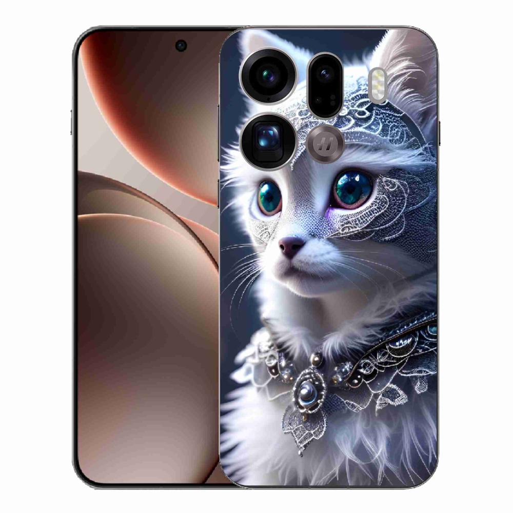 Gelový kryt mmCase na Oppo Find X9 Pro - bílá kočka