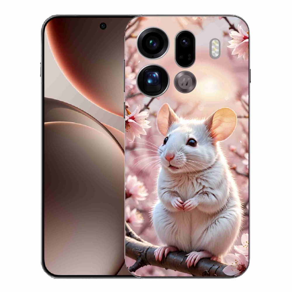Gelový kryt mmCase na Oppo Find X9 Pro - bílá myš na větvi