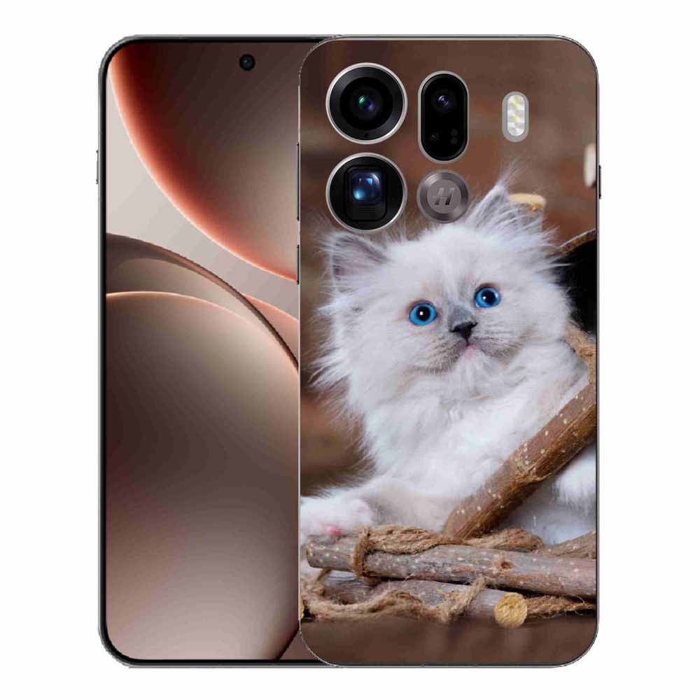 Gelový kryt mmCase na Oppo Find X9 Pro - bílé kotě