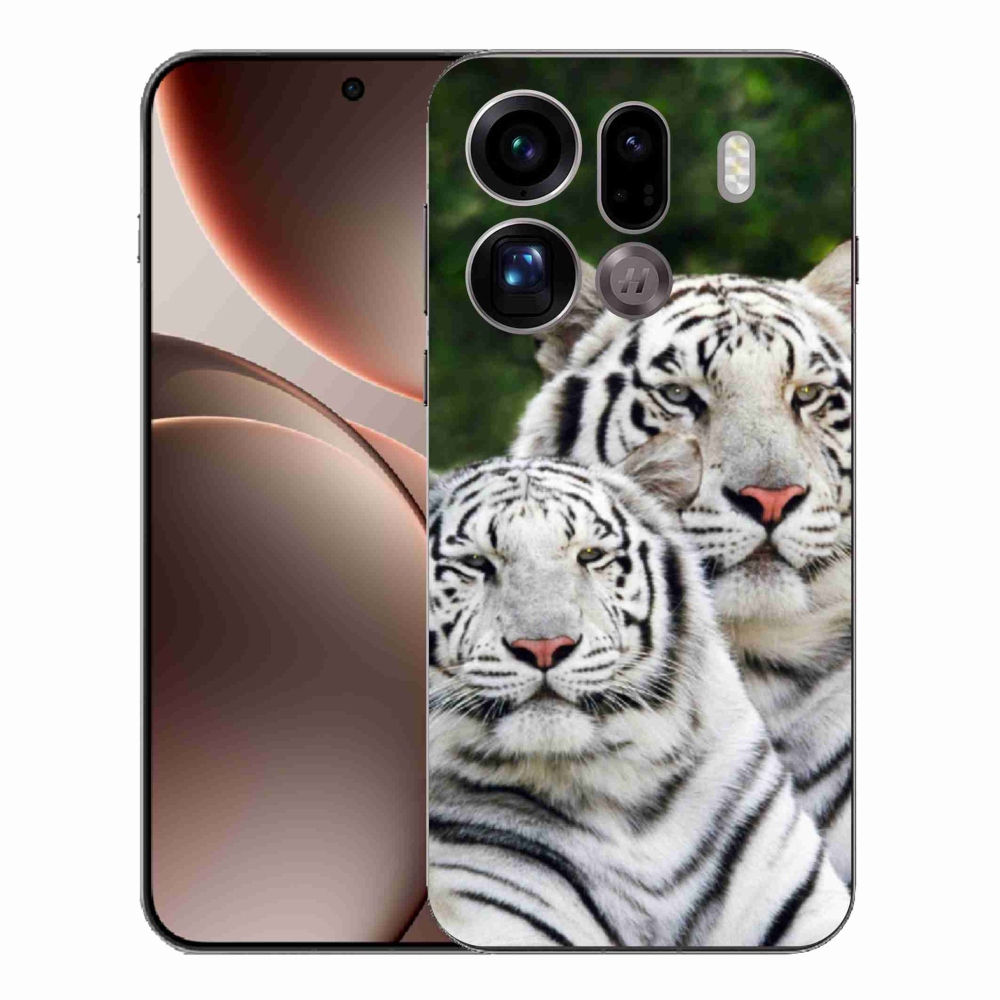 Gelový kryt mmCase na Oppo Find X9 Pro - bílí tygři