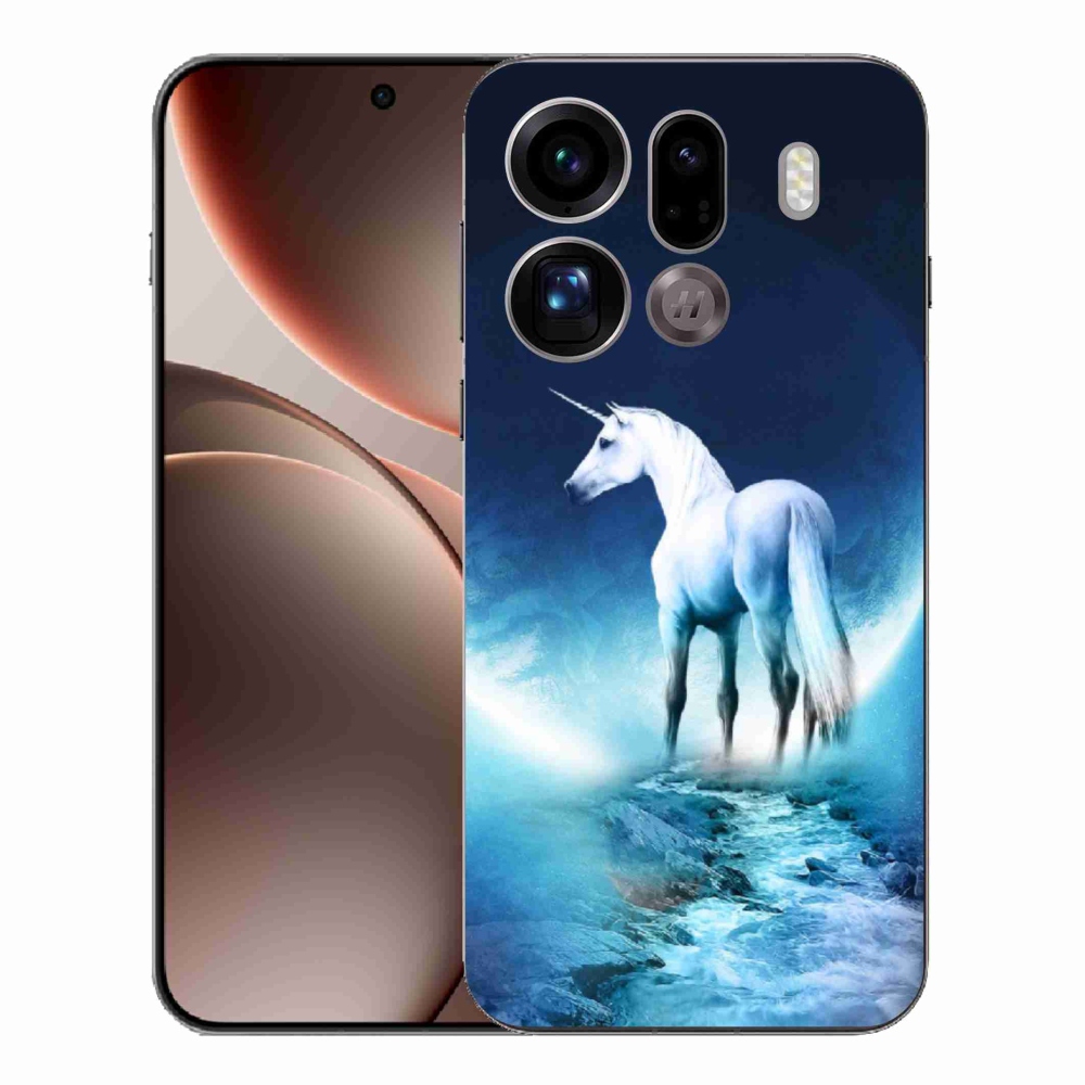 Gelový kryt mmCase na Oppo Find X9 Pro - bílý jednorožec