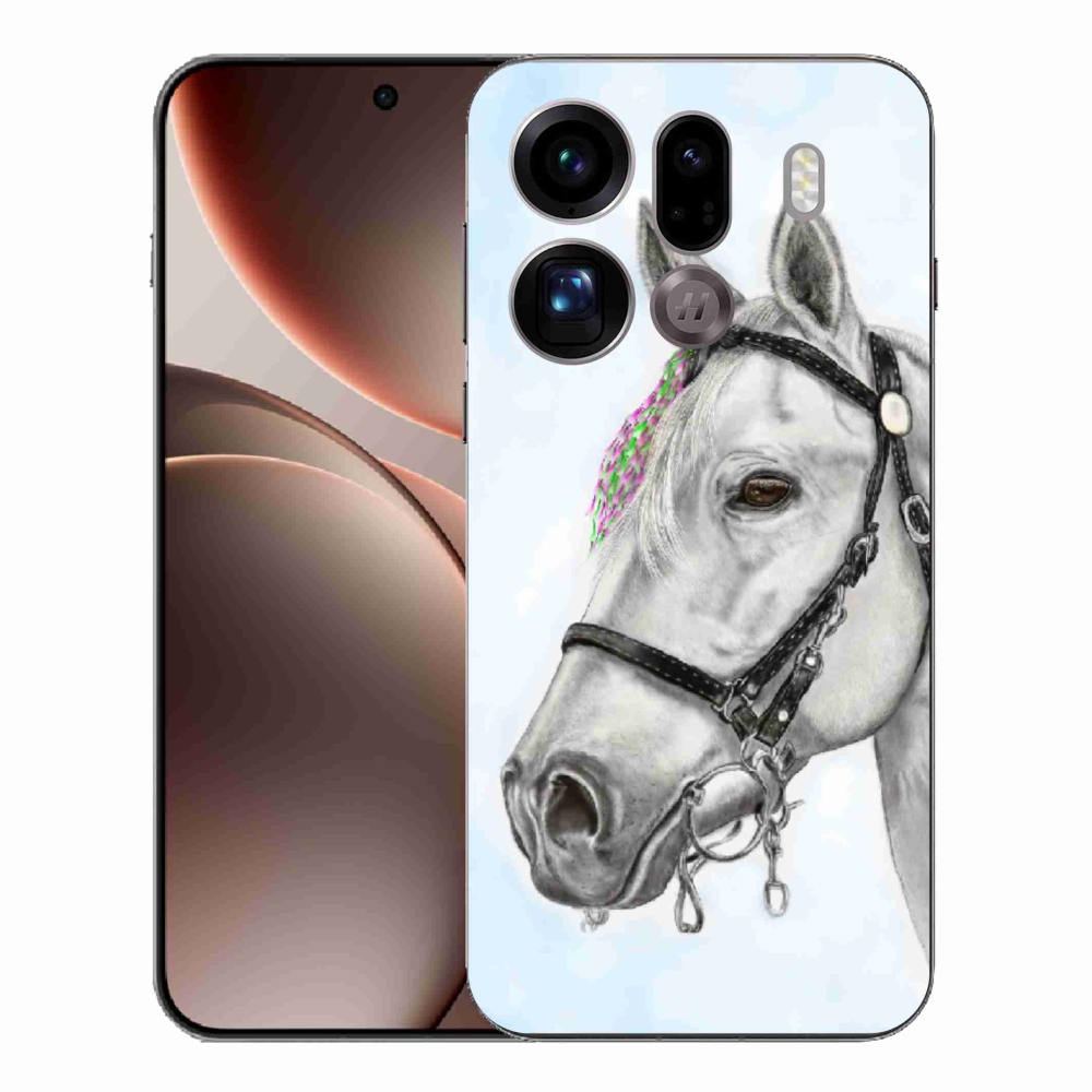 Gelový kryt mmCase na Oppo Find X9 Pro - bílý kůň 1