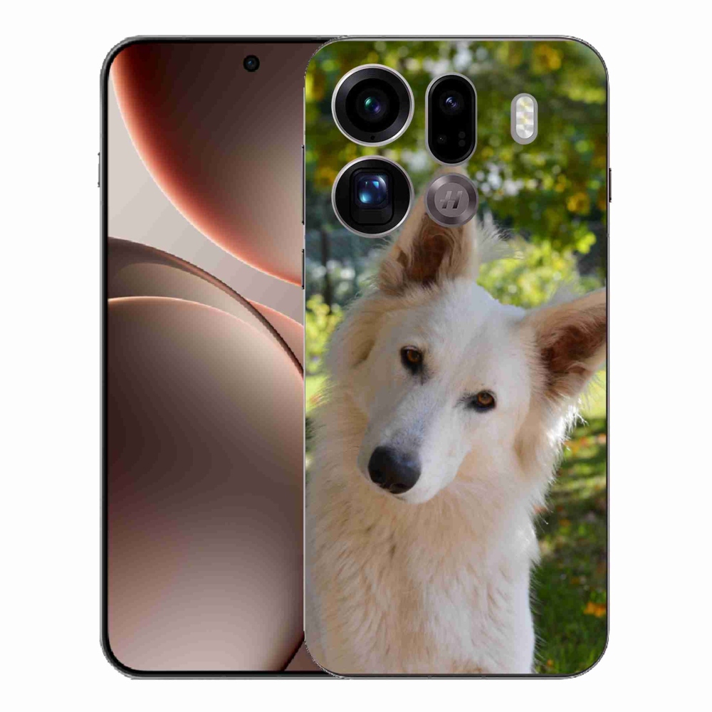 Gelový kryt mmCase na Oppo Find X9 Pro - bílý švýcarský ovčák 1