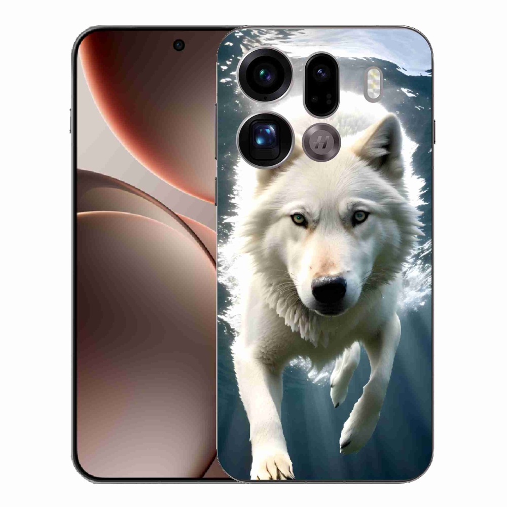Gelový kryt mmCase na Oppo Find X9 Pro - bílý vlk