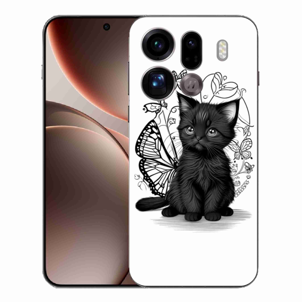 Gelový kryt mmCase na Oppo Find X9 Pro - černé kotě