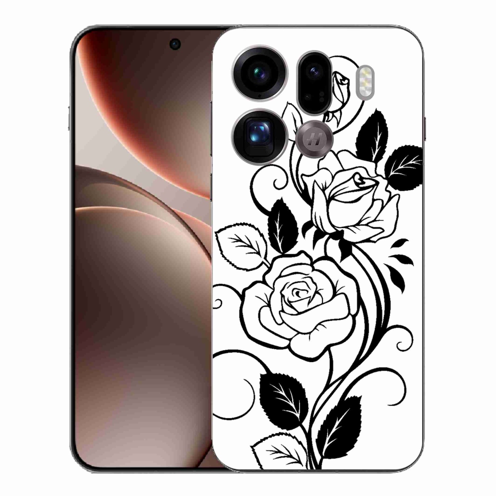 Gelový kryt mmCase na Oppo Find X9 Pro - černobílá růže