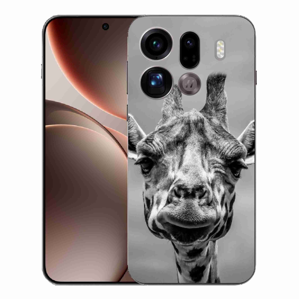 Gelový kryt mmCase na Oppo Find X9 Pro - černobílá žirafa