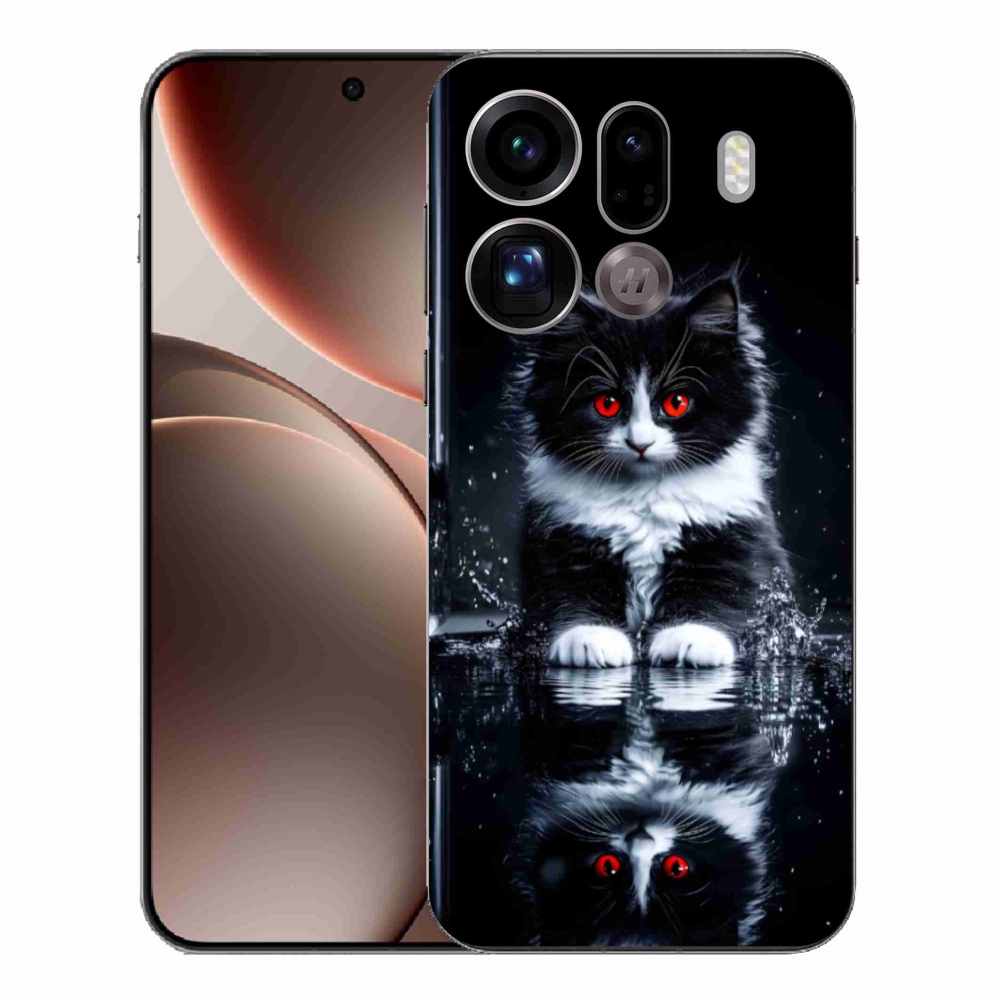 Gelový kryt mmCase na Oppo Find X9 Pro - černobílé kotě