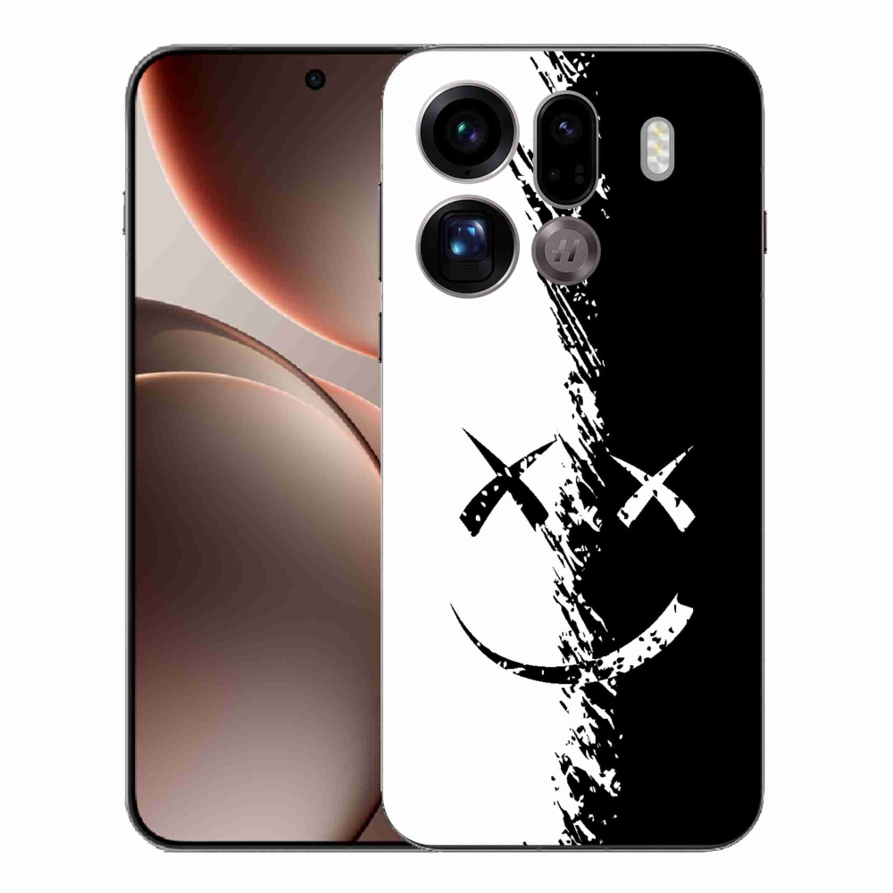 Gelový kryt mmCase na Oppo Find X9 Pro - černobílý smajlík