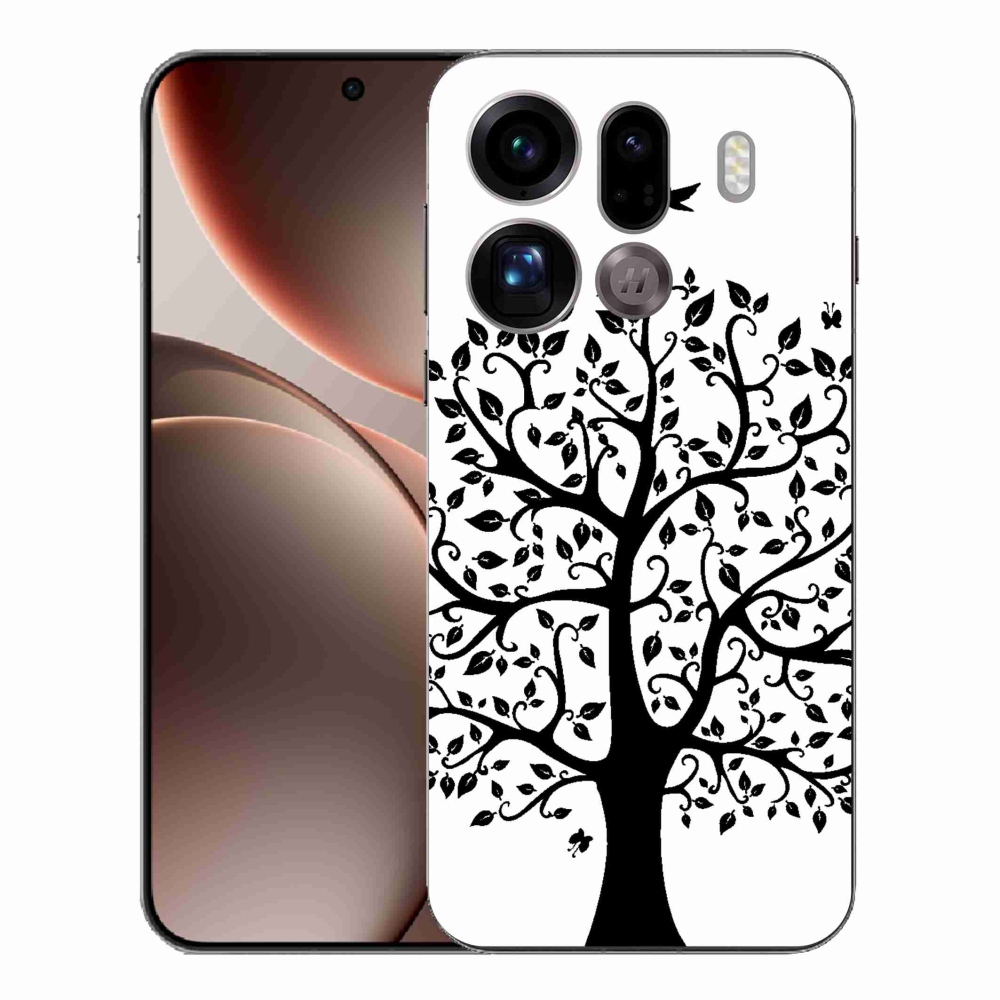 Gelový kryt mmCase na Oppo Find X9 Pro - černobílý strom