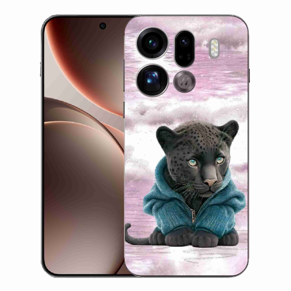 Gelový kryt mmCase na Oppo Find X9 Pro - černý panter ve svetru
