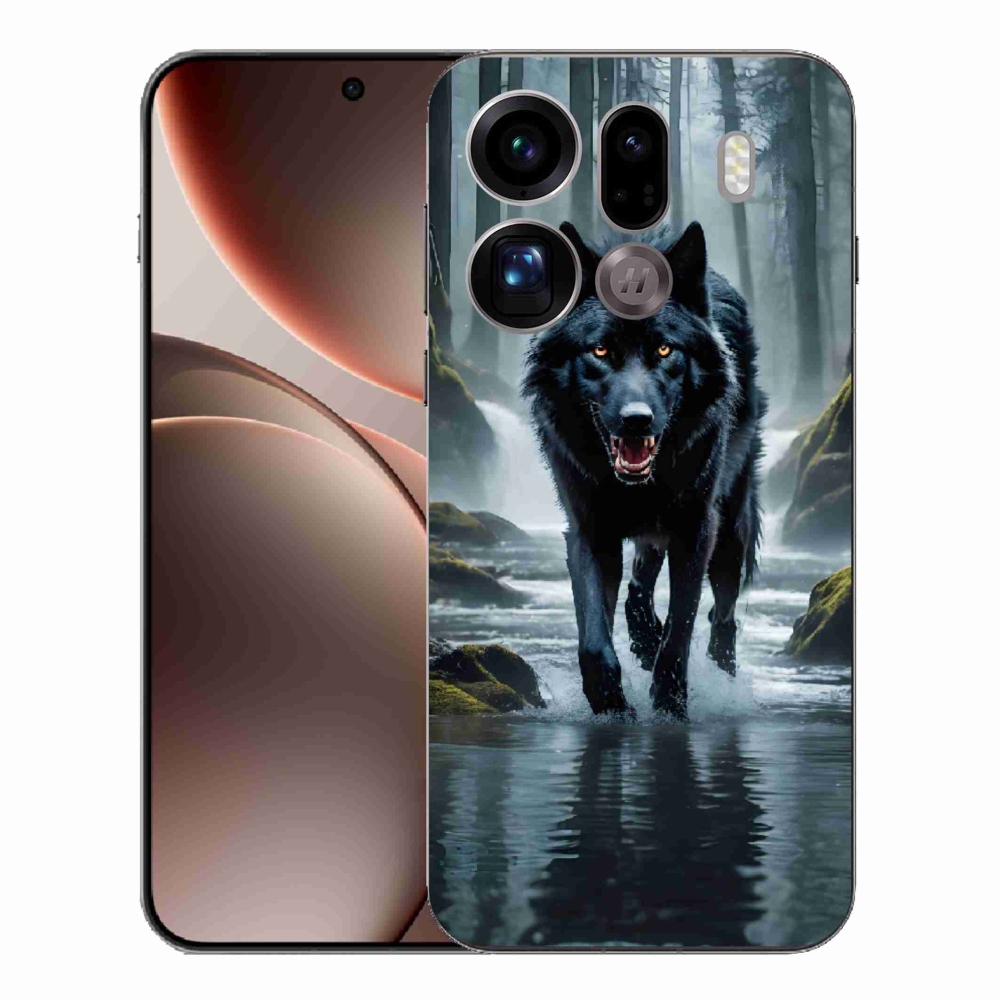 Gelový kryt mmCase na Oppo Find X9 Pro - černý vlk