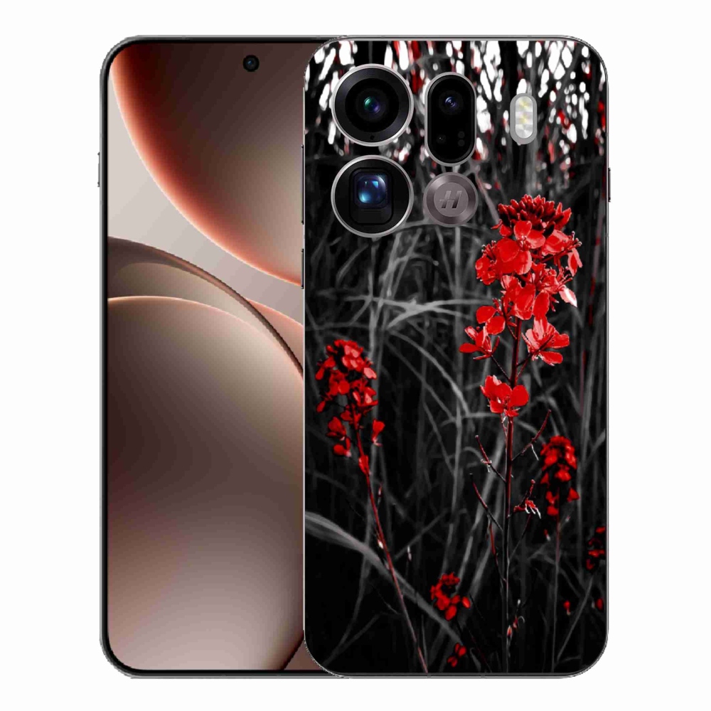Gelový kryt mmCase na Oppo Find X9 Pro - červená rostlina