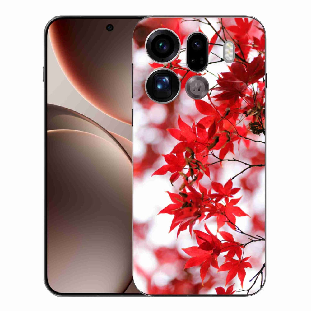 Gelový kryt mmCase na Oppo Find X9 Pro - červené listy