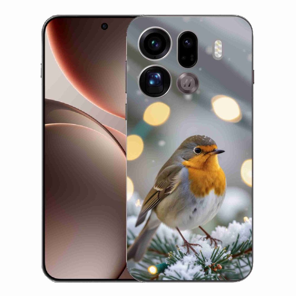Gelový kryt mmCase na Oppo Find X9 Pro - červenka v zimě