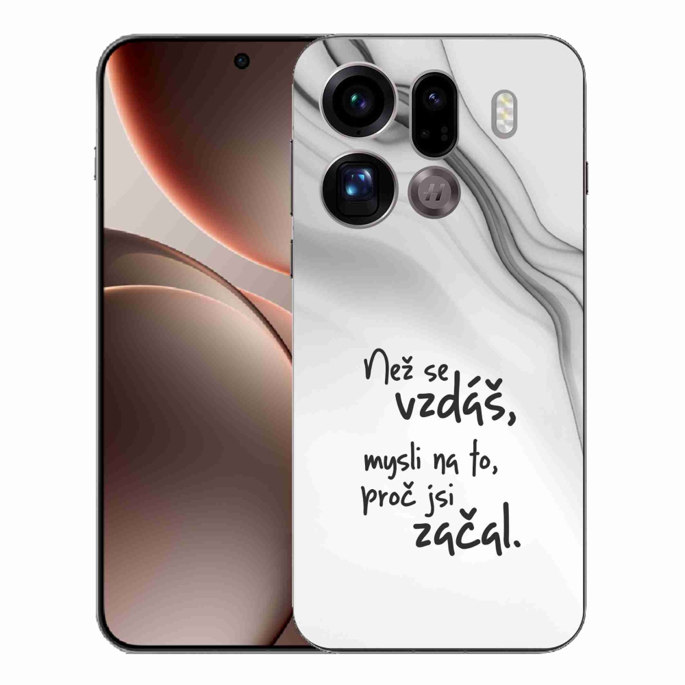 Gelový kryt mmCase na Oppo Find X9 Pro - citát 2 bílé pozadí
