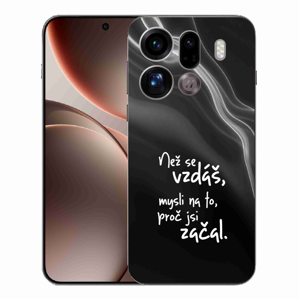 Gelový kryt mmCase na Oppo Find X9 Pro - citát 2 černé pozadí
