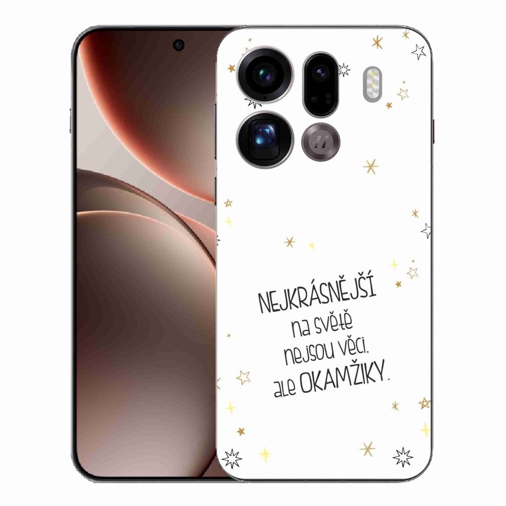 Gelový kryt mmCase na Oppo Find X9 Pro - citát 4 bílé pozadí