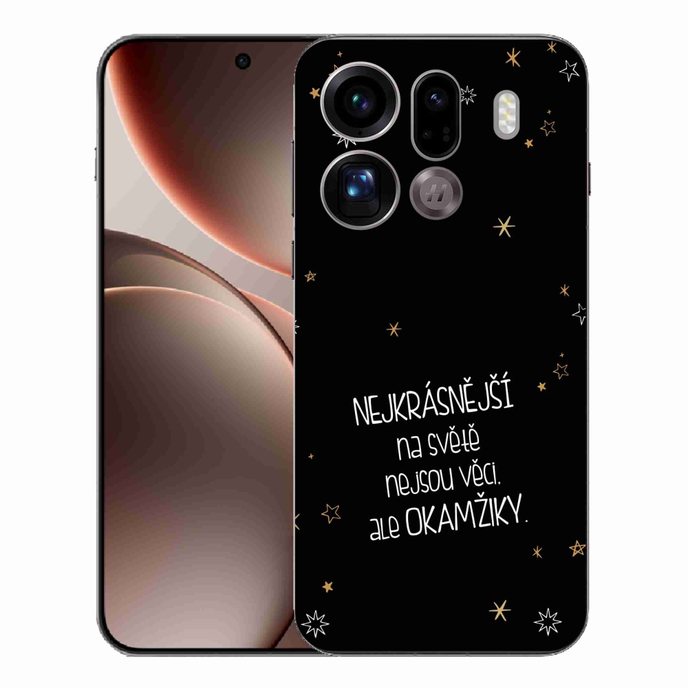 Gelový kryt mmCase na Oppo Find X9 Pro - citát 4 černé pozadí