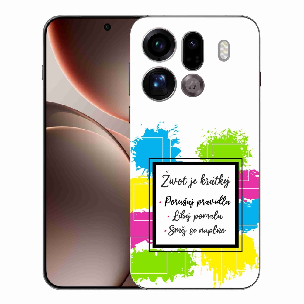 Gelový kryt mmCase na Oppo Find X9 Pro - citát 5 bílé pozadí