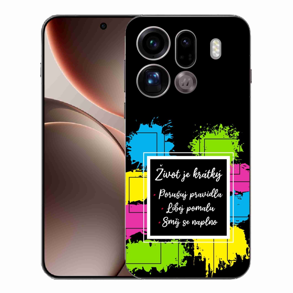 Gelový kryt mmCase na Oppo Find X9 Pro - citát 5 černé pozadí