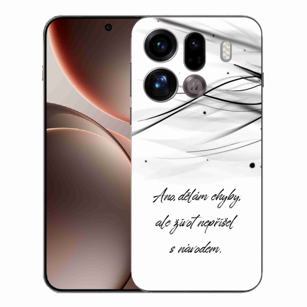 Gelový kryt mmCase na Oppo Find X9 Pro - citát bílé pozadí