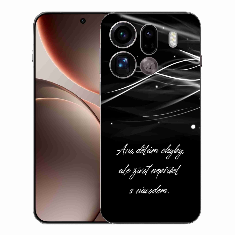 Gelový kryt mmCase na Oppo Find X9 Pro - citát černé pozadí