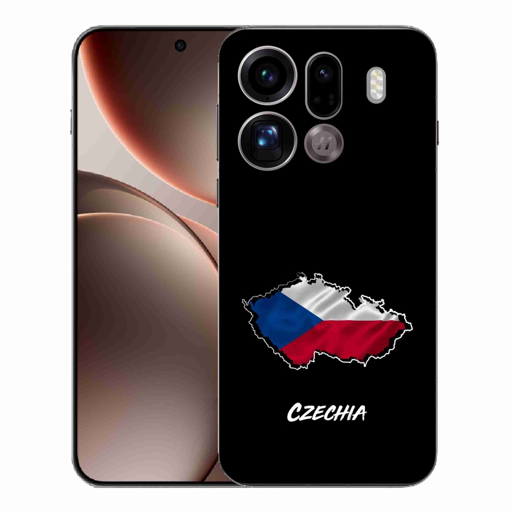 Gelový kryt mmCase na Oppo Find X9 Pro - Czechia černé pozadí