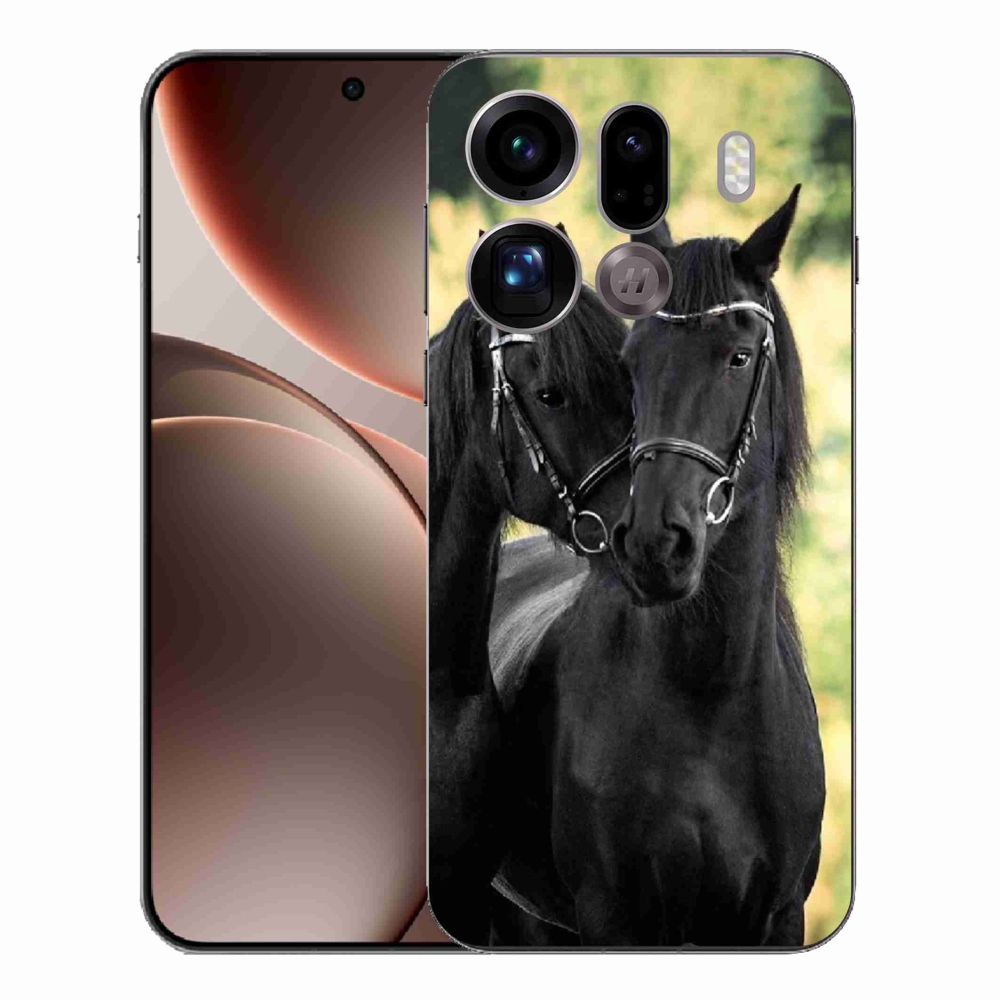Gelový kryt mmCase na Oppo Find X9 Pro - dva černí koně