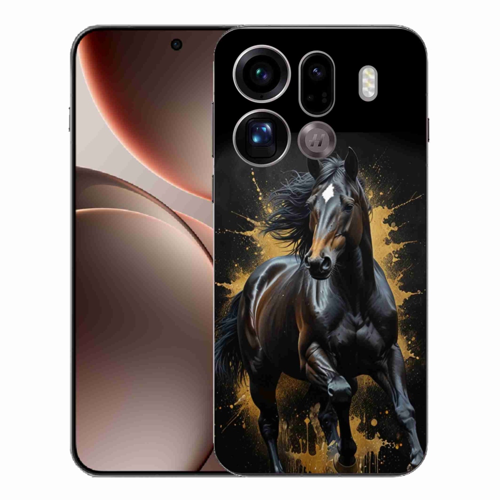 Gelový kryt mmCase na Oppo Find X9 Pro - elegantní černý hřebec
