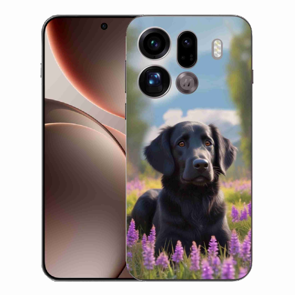 Gelový kryt mmCase na Oppo Find X9 Pro - elegantní černý retrívr