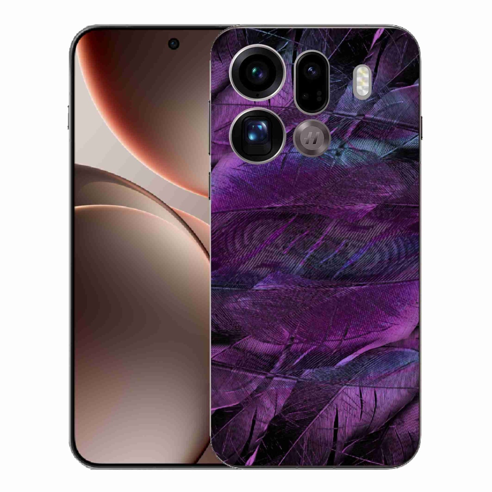 Gelový kryt mmCase na Oppo Find X9 Pro - fialová pírka