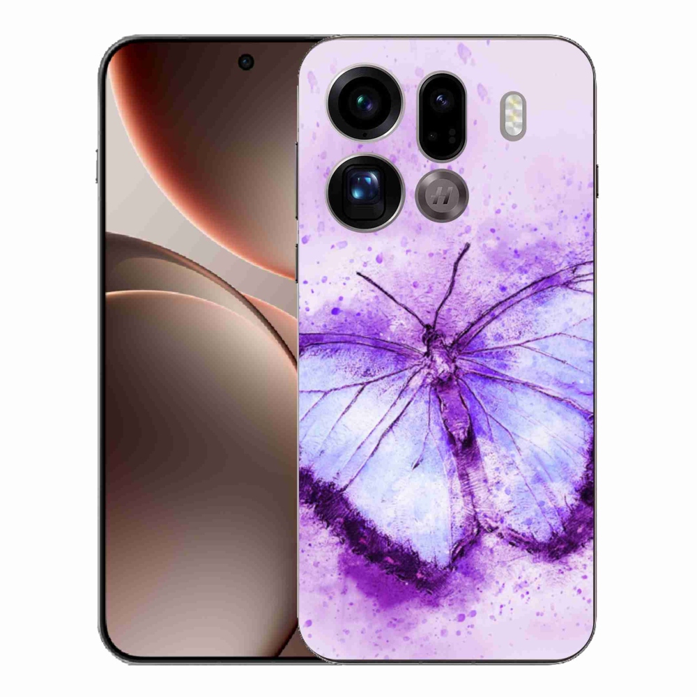 Gelový kryt mmCase na Oppo Find X9 Pro - fialový motýl