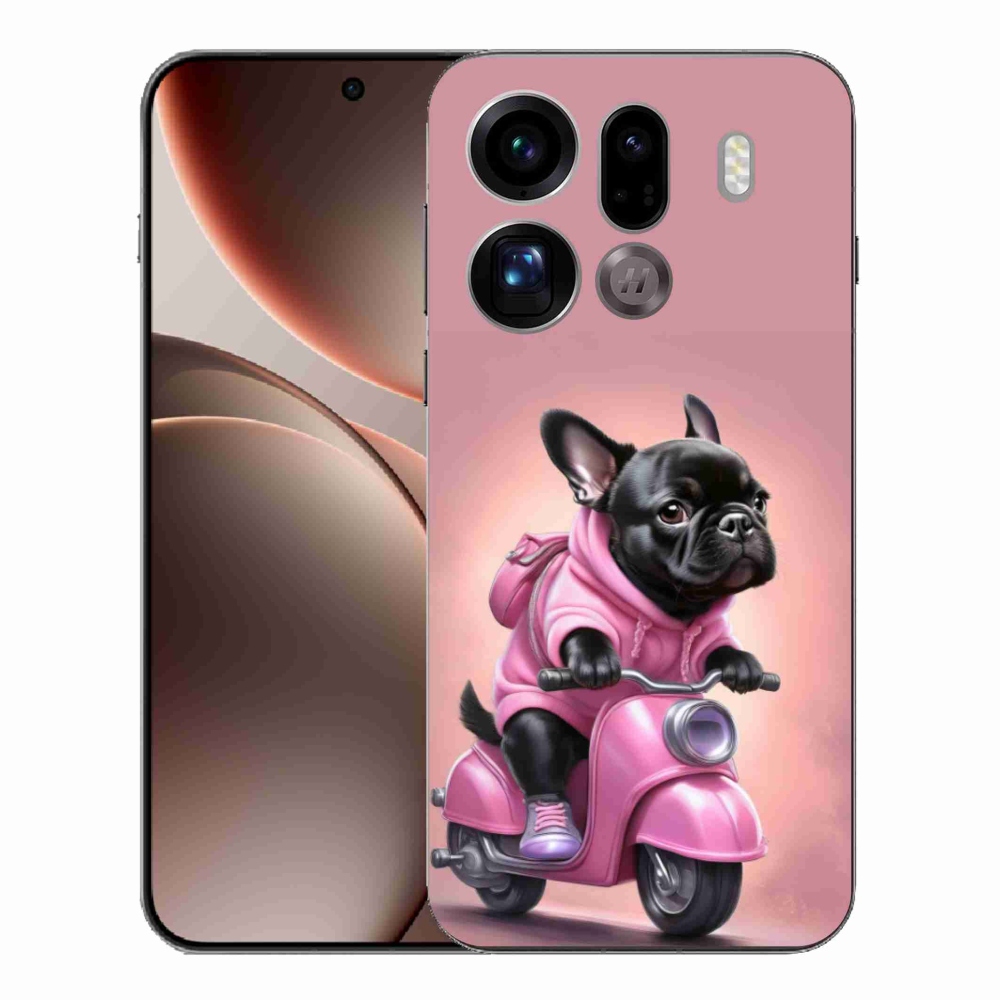 Gelový kryt mmCase na Oppo Find X9 Pro - francouzský buldoček na skútru