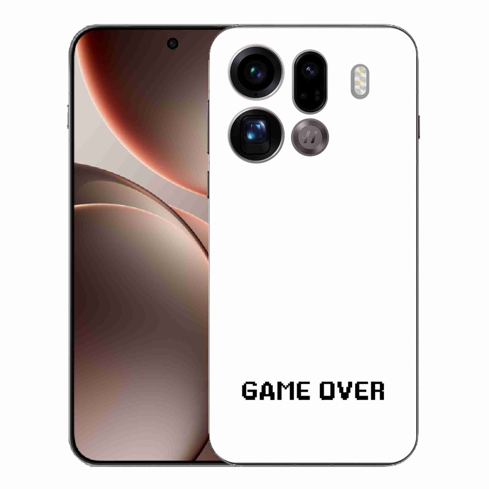 Gelový kryt mmCase na Oppo Find X9 Pro - game over bílé pozadí