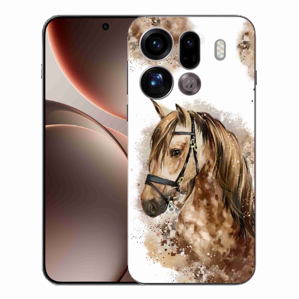 Gelový kryt mmCase na Oppo Find X9 Pro - hnědý kreslený kůň