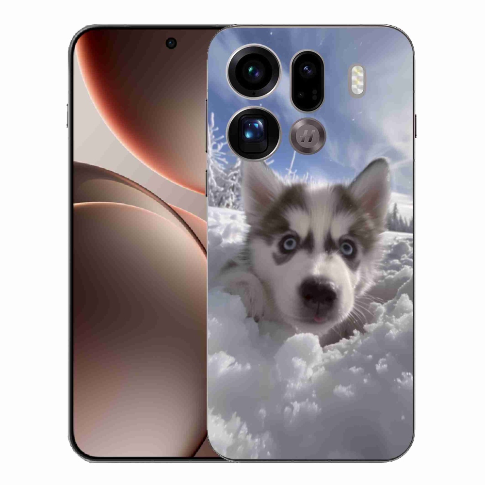 Gelový kryt mmCase na Oppo Find X9 Pro - husky ve sněhu