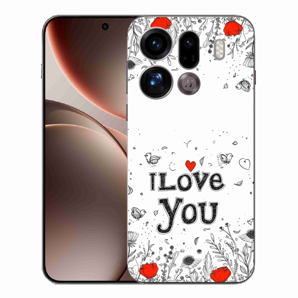 Gelový kryt mmCase na Oppo Find X9 Pro - I love you bílé pozadí