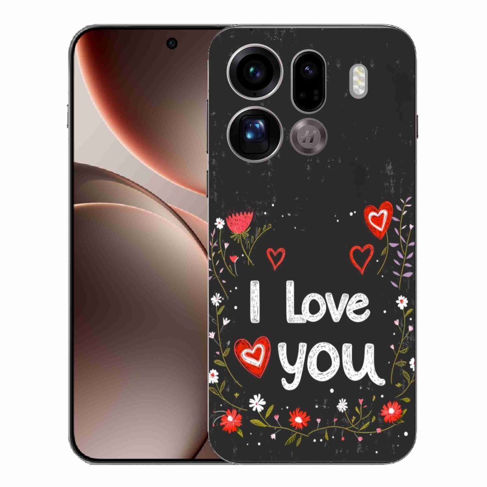 Gelový kryt mmCase na Oppo Find X9 Pro - I love you černé pozadí