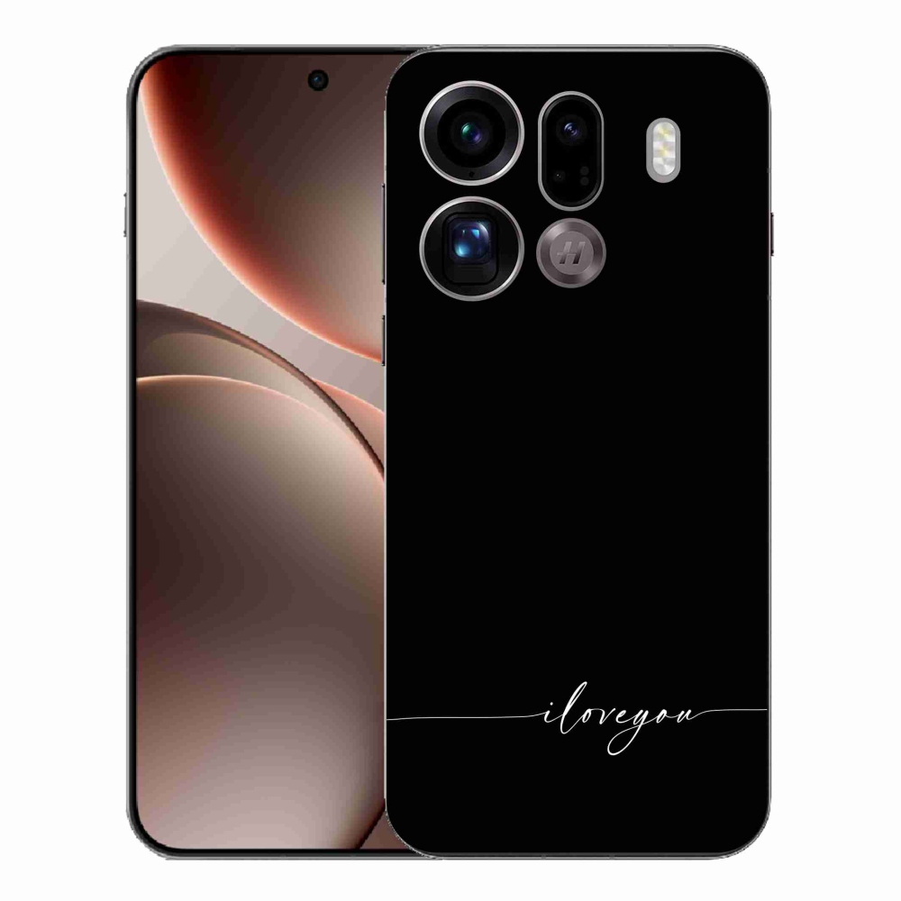 Gelový kryt mmCase na Oppo Find X9 Pro - I love you černé pozadí