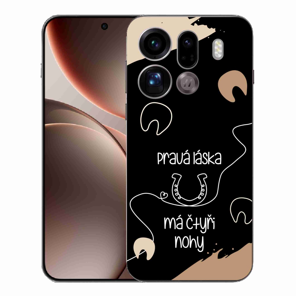 Gelový kryt mmCase na Oppo Find X9 Pro - koňský motiv černé pozadí