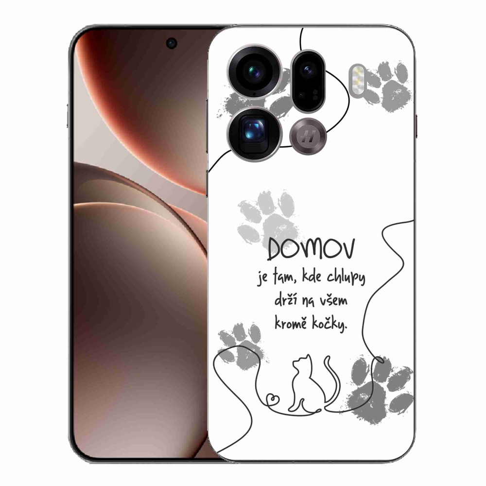 Gelový kryt mmCase na Oppo Find X9 Pro - kočičí motiv bílé pozadí
